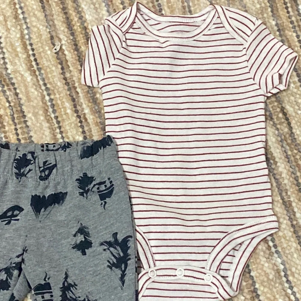 Carters Baby Boy Helicopter Mountain Sweatshirt Pants Onesie Outfit Set 3M